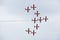 ABBOTSFORD, BC, CANADA - AUG 11, 2019: The RCAF Snowbirds performing aerobatic maneuvers at the Abbotsford International