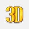 Abbreviation 3D for three-dimensional film. Icon for stereo movies. Movie industry