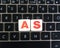 Abbreviation AS on keyboard background