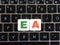Abbreviation EA on keyboard background