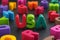 The abbreviation USA made out of polymer clay letters