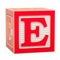 ABC Alphabet Wooden Block with E letter. 3D rendering