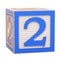 ABC Alphabet Wooden Block with number 2, 3D rendering