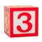 ABC Alphabet Wooden Block with number 3, 3D rendering