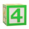 ABC Alphabet Wooden Block with number 4, 3D rendering