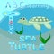 ABC animal letter T is for Turtle Smiling sea turtle vector Ocean animal cartoon character Funny sea life creature for kids illust