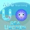 ABC animal letter U is for Urchin Cute sea urchin vector Smiling spiky animal cartoon character Ocean animal, funny sea life creat
