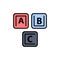 Abc, Blocks, Basic, Alphabet, Knowledge  Flat Color Icon. Vector icon banner Template