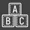 ABC blocks line icon, alphabet cubes and education
