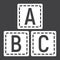 ABC blocks solid icon, alphabet cubes education