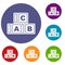 ABC cubes icons set