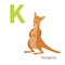 ABC english alphabet. Letter K. Kangaroo mom with baby in the pocket pouch. Cute cartoon character. Australia marsupial animal. Ed