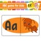 ABC flash cards. Alphabet for kids. Insect ant. Learning letters. Education worksheet. Activity page for study English. Color game