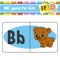 ABC flash cards. Animal bear. Alphabet for kids. Learning letters. Education worksheet. Activity page for study English. Color