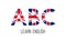 ABC letters with british flag, learn english concept