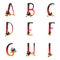 ABC letters. Halloween alphabets. Spooky boo haunted house with pumpkins. Evening sky gradient characters. Glitter stars and moon.