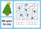 ABC maze for kids. Rectangle labyrinth. Christmas theme. Activity worksheet. Puzzle for children. Cartoon style. Logical conundrum