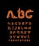 ABC pet. Dog font. Dachshund alphabet. Lettering home animal.