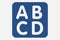 ABCD letters written in a blue cube in white.