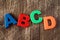 ABCD spelling from plastic letters