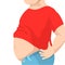 Abdomen fat, overweight man with a big belly. Vector illustration