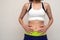 Abdomen of sportswear woman