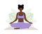 Abdominal breathing. African woman practicing belly breathing for relaxation. Breath awareness yoga exercise. Meditation