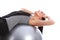 Abdominal crunches by fit woman on exercise ball