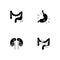 Abdominal pain black glyph icons set on white space