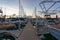 Abel Point Marina berth with yachts at sunset, dusk