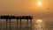 Aberystwyth Seafront on the coast to the Irish Sea with pier at sunset.