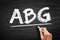 ABG Arterial Blood Gas - test measures the acidity and the levels of oxygen and carbon dioxide in the blood from an artery,