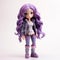 Abigail: Dynamic Anime Doll Figurine With Purple Hair And Pants