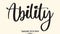 Ability Cursive Calligraphy Text on White Background