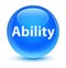 Ability glassy cyan blue round button