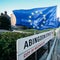 Abingdon Street in Westminster, London with EU flag in protest against Brexit