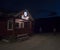 Abisko, Norrbotten, Sweden, Agust 22, 2019: train station Abisko tourists tation in Sweden Lapland. Night view with two