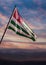 Abkhazia flag, Abkhazian flag waving on sky at dusk