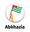 Abkhazia flag in hand, round icon