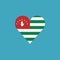 Abkhazia flag icon in a heart shape in flat design