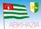 Abkhazia national flag with coat of arms, vector illustration