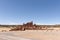 Abo Ruins, Salinas Pueblo Missions National Monument, New Mexico from a distance. Full sunshine, blue sky.