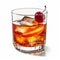 Abold old fashioned cocktail in a lowball glass with cherry and orange, created by Generative AI.