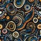 Aboriginal art inspired seamless tile with circles and swirls