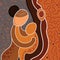 Aboriginal art vector painting, Mother and child concept