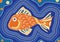 Aboriginal fish dot painting - Vector illustration.