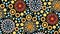 Aboriginal landscape dot art background
