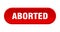 aborted button. rounded sign on white background