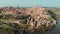 Above aerial drone view Toledo. Spain