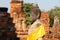 Above body part of sitting ancient buddha statue